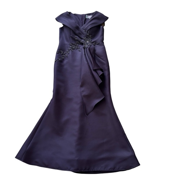 Marsoni by Colors MV1086 Embellished V Neck Mermaid Gown Eggplant Size 12 - Picture 5 of 15